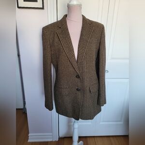 Vintage Lauren Ralph Lauren Brown Plaid Blazer sz 8